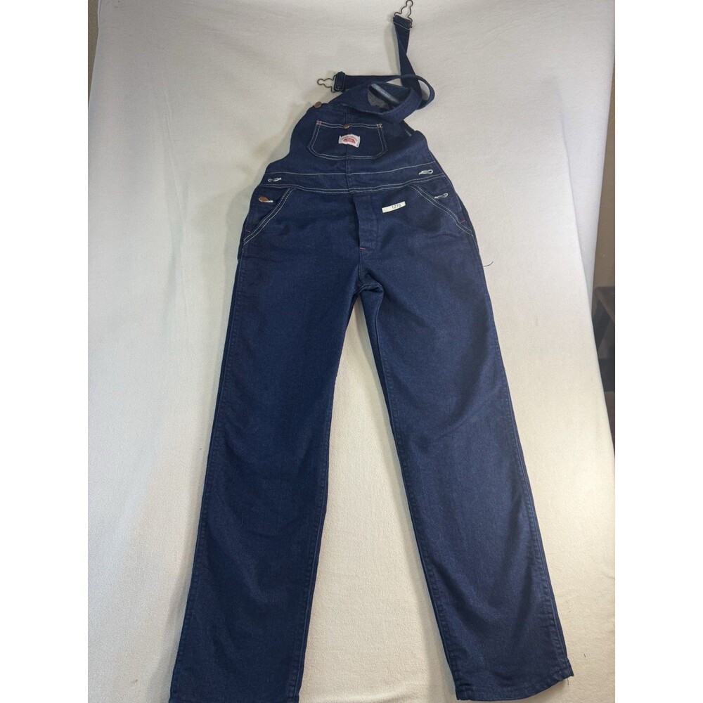 Vintage Round House Denim Overalls USA Cotton Bib Carpenter Workwear Sz 14